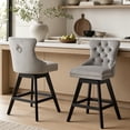 thumbnail image 1 of Swivel Counter Height Bar Stools Set of 2, LEGAHOME Farmhouse Velvet Bar Stools with Back for 34–38" Kitchen Island, Armless Wooden Bar Chairs for Home Bar, Gray (Set of 2), 1 of 9