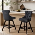 thumbnail image 1 of Swivel Counter Height Bar Stools Set of 2, LEGAHOME Farmhouse Velvet Bar Stools with Back for 34–38" Kitchen Island, Armless Wooden Bar Chairs for Home Bar, Black (Set of 2), 1 of 9