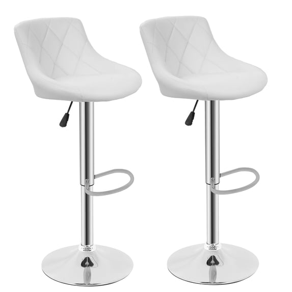 FDW Bar Stools Set of 2 Swivel Stool Barstools Height Adjustable Bar Chairs with Back PU Leather,White