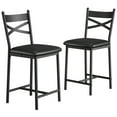thumbnail image 1 of Bar Stools,Counter Height Bar Stools Set of 2/Set of 4 with X-Shaped Backrest and Metal Footrest,Upholstered Counter Bar Stools for Kitchen Island Home Bar Cafe, 1 of 8