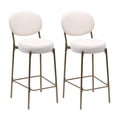 thumbnail image 1 of Bar Stools Counter Height Barstools 29" Bar Height Chairs Set of 2 Upholstered Counter Stools with Backrest Footrest Metal Legs Island Stools for Kitchen,Bar,Dining Room,White, 1 of 1