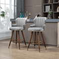 thumbnail image 1 of Bar Stools, Counter Height Barstools, Modern Upholstered Bar Stools with Backrest and 360-degree Footrest Bar Chairs, 28 Inch Kitchen Island Bar Chair, Solid Wood Legs(Gray,Set of 2), 1 of 9