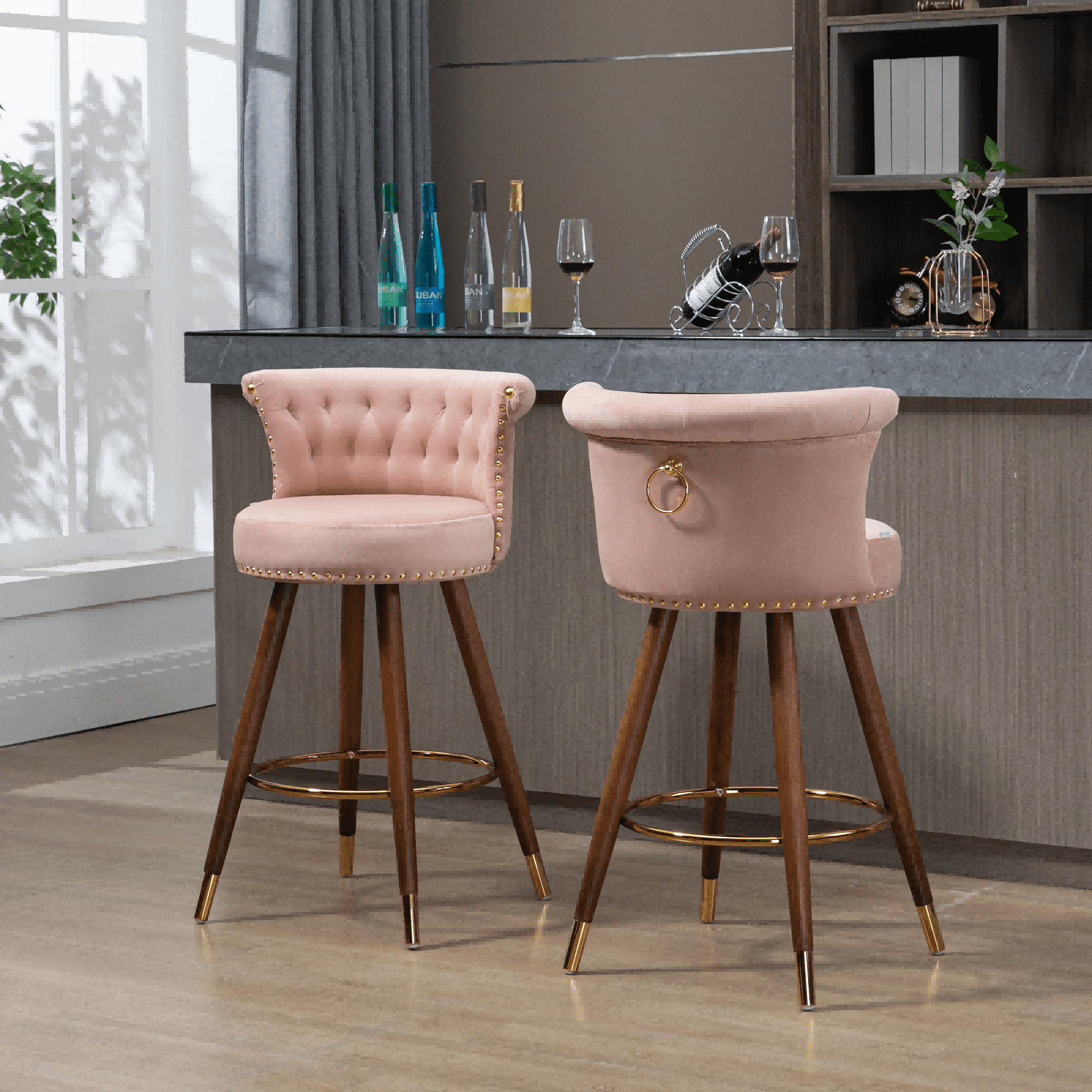 Pink and grey bar stools discount