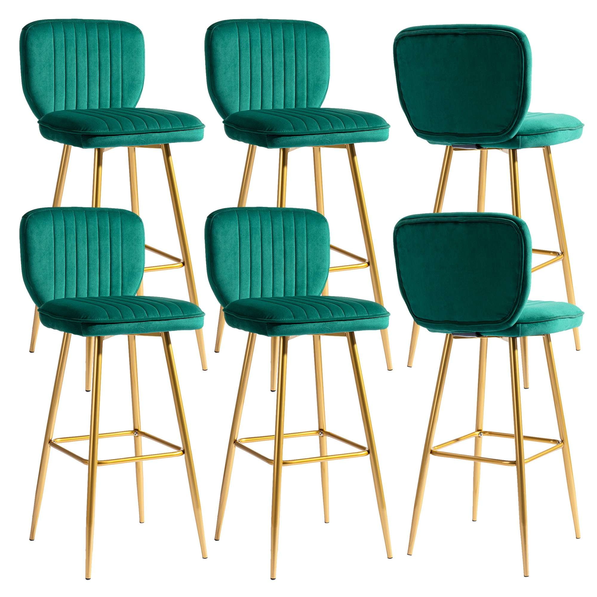Bar Stools, Counter Height Barstools, Modern Velvet Upholstered Bar Stools with Back and Wide