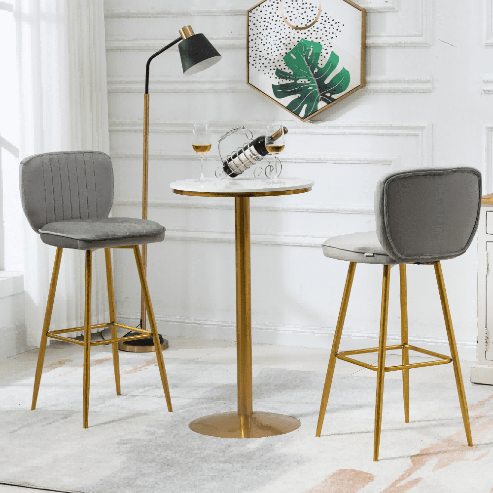 Bar Stools, Counter Height Barstools, Modern Velvet Upholstered Bar ...