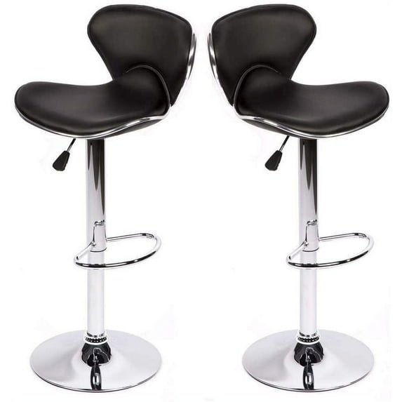Bar Stools Counter Height Barstools Set of 2 Adjustable Height Modern Swivel Stools PU Leather Indoor Outdoor Bar Chairs with Back for Kitchen Bistro Patio Pub