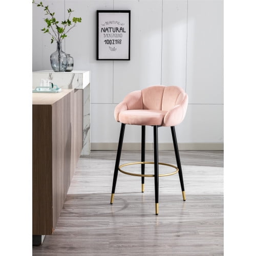 Bar Stools Counter Height Shell Bar Chairs with Metal Legs