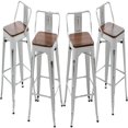 Bar Stools Counter Height Stools Industrial Metal Barstools with Wooden