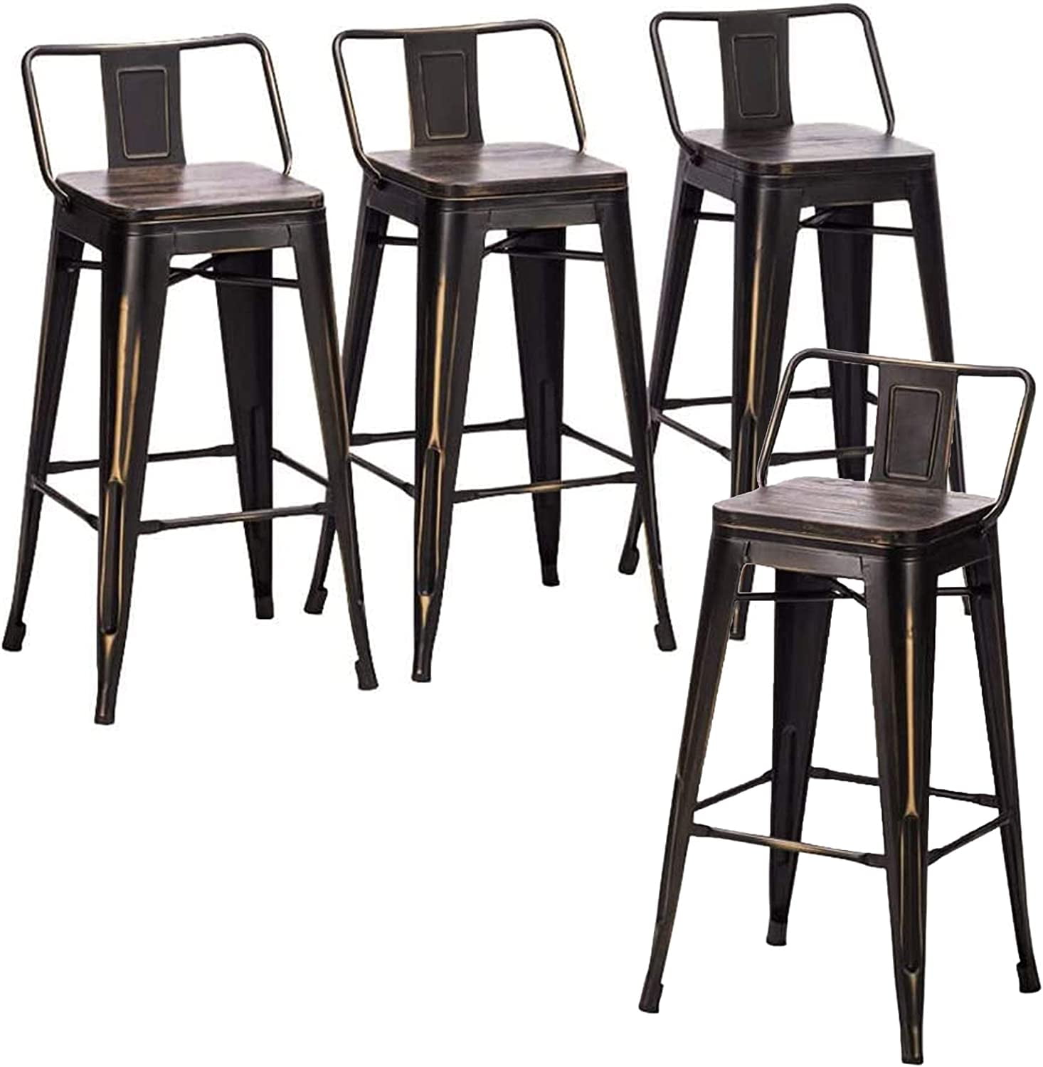 Bar Stools Counter Height Stools Industrial Metal Barstools with Wooden