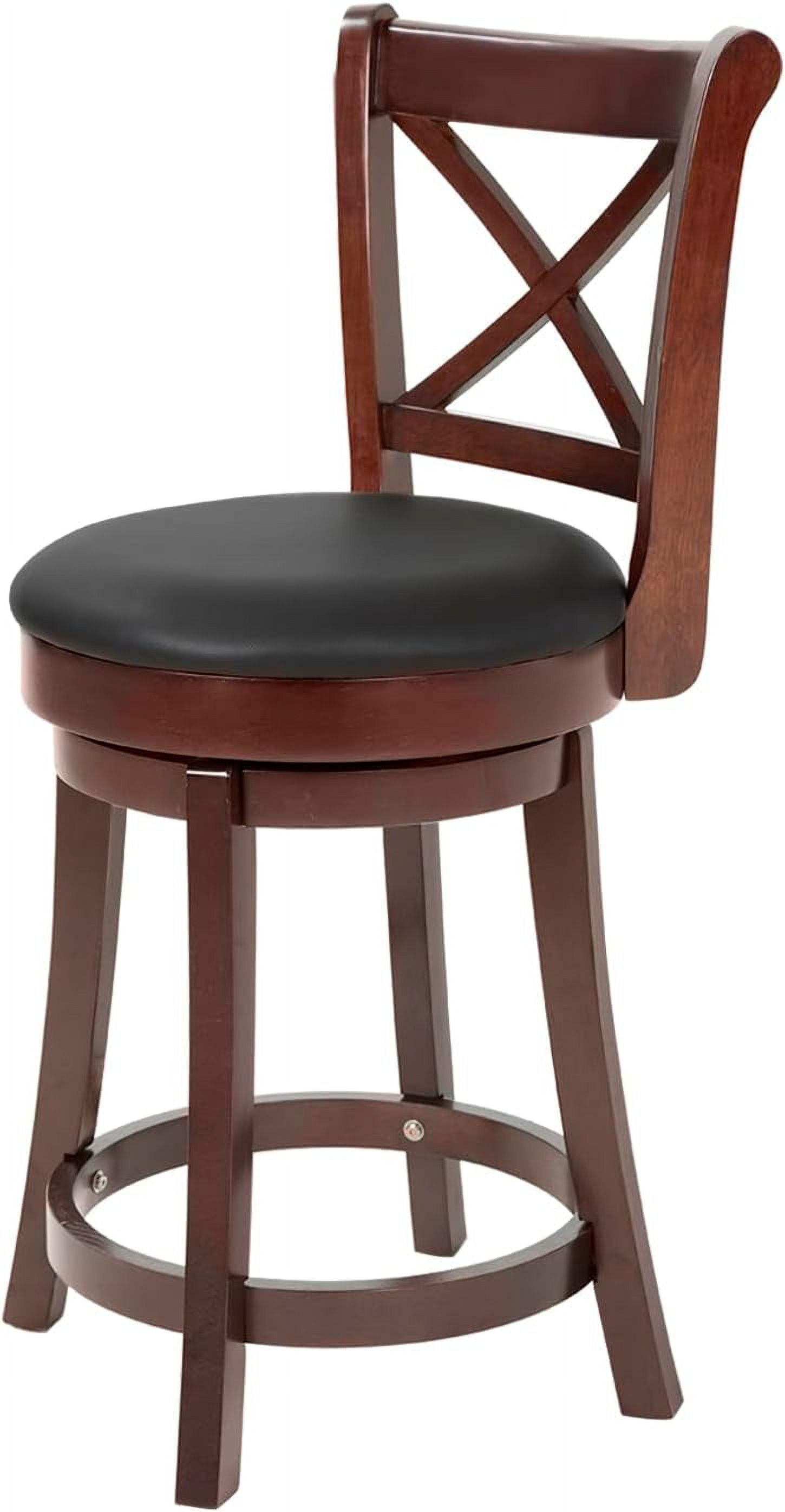 Bar Stools Counter Stools Kitchen Barstools Wooden Low Back Bar Stools with 360 Degree Swivel