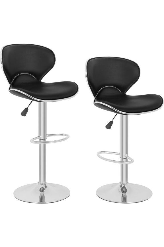 Bar Stools Counter Stools with Height Adjustable Swivel Counter Chairs Back PU Leather Set of 2 Dining Chairs