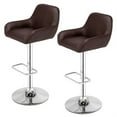 thumbnail image 1 of Bar Stools,Dustpan Chair Square Foot Bar Stool Set of 2 Modern Square PU Leather Adjustable BarStools Counter Height Stools with Arms and Back Bar Chairs 360° Swivel Stool Brown, 1 of 7
