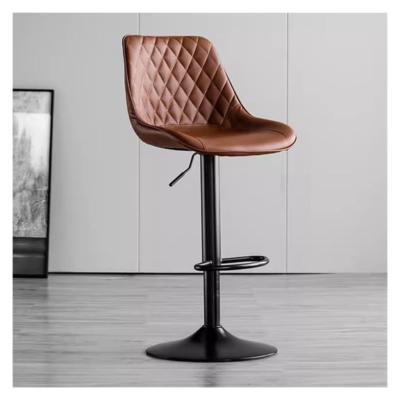 Bar Stools Faux Leather Barstools with Back & Footrest,Modern Swivel Counter Height Stool Adjustable High Bar Chairs for Kitchen Islands