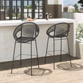 thumbnail image 1 of Bar Stools, Outdoor Barstools Set of 2, PE Wicker Seat and Backrest with Black Iron Frame, Ergonomic Counter Height Stools for Patio, Kitchen, or Bar in Black, 1 of 11