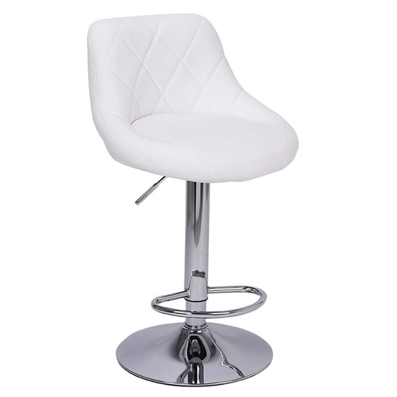 Bar Stools, PU Leather Adjustable Swivel Barstools, Counter Height Bar Stools with Backs Set of 2, White