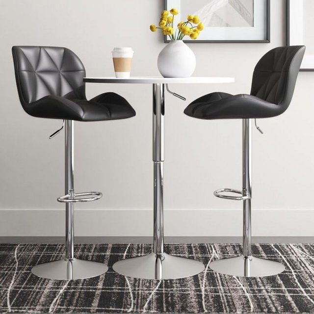 Bar Stools PU Leather Seat with Chrome Base Swivel Dining Chair