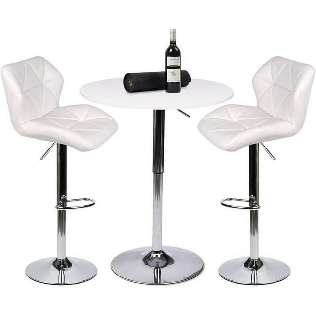 Bar Stools PU Leather Seat with Chrome Base Swivel Dining Chair