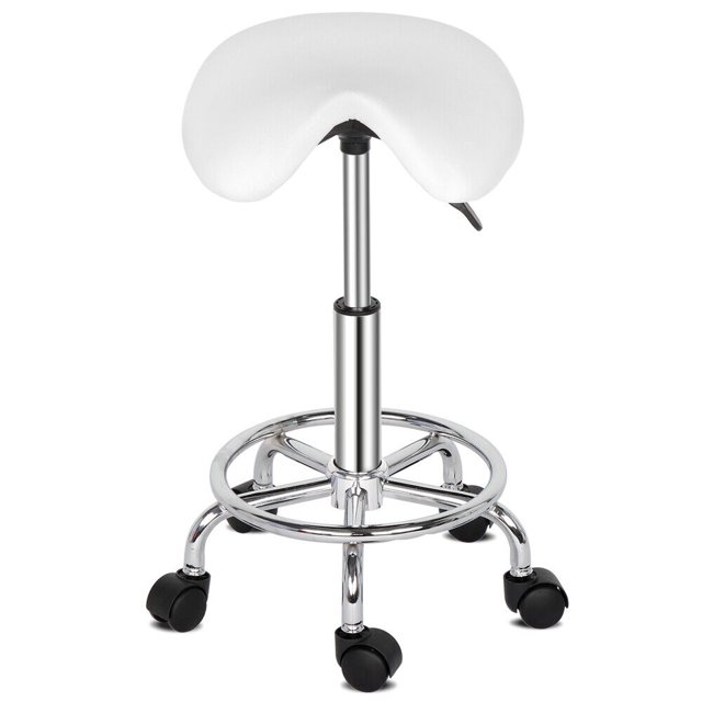 Bar Stools Saddle Chair Height Adjustable Wheeled Swivel Armchair Seat