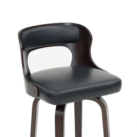 Bar Stools Set of 1, 26 inch counter height bar stools, modern PU leather modern island chairs with backrests and footrests, suitable for kitchens, bars, restaurants, cafes, black