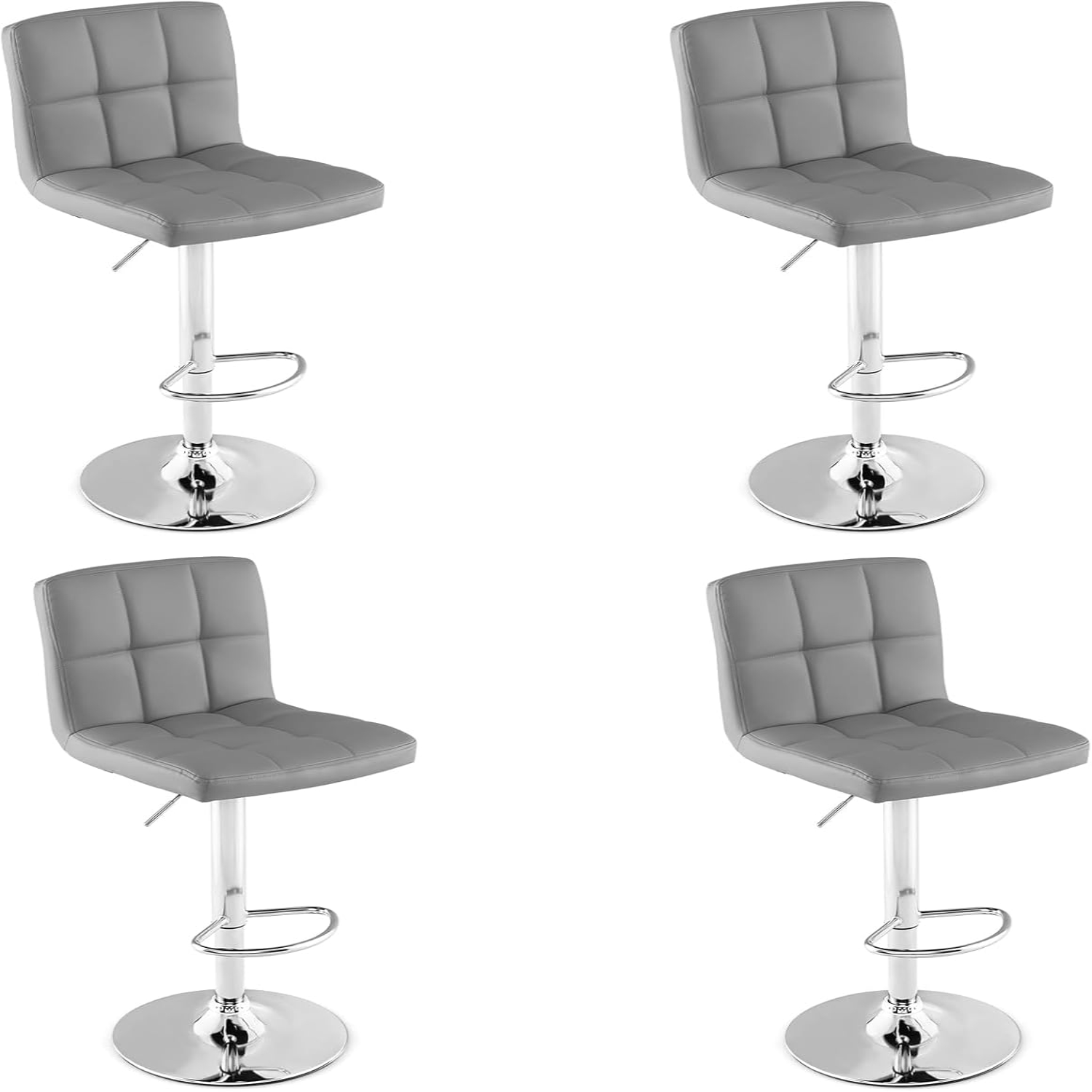 Bar Stools Set of 1 Modern PU Leather Height Adjustable Barstools with
