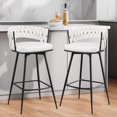 thumbnail image 1 of MYFUNT Bar Stools Set of 2, 26" Counter Height Stools, 180° Swivel Woven Back Barstools with Metal Footrest, Modern Bar Stools for Kitchen Island, Cafe, Pub, Beige, 1 of 7