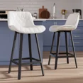 thumbnail image 1 of Bar Stools Set of 2, 26 Inch Counter Height Bar Stools with Back and Extra‑Wide Heavy‑Gauge Metal Legs, Modern Faux Leather Upholstered Barstools for Kitchen Island, Counter, White, 1 of 7