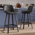 thumbnail image 1 of Bar Stools Set of 2, 26 Inch Counter Height Bar Stools with Back and Extra‑Wide Heavy‑Gauge Metal Legs, Modern Faux Leather Upholstered Barstools for Kitchen Island, Counter, Black, 1 of 7