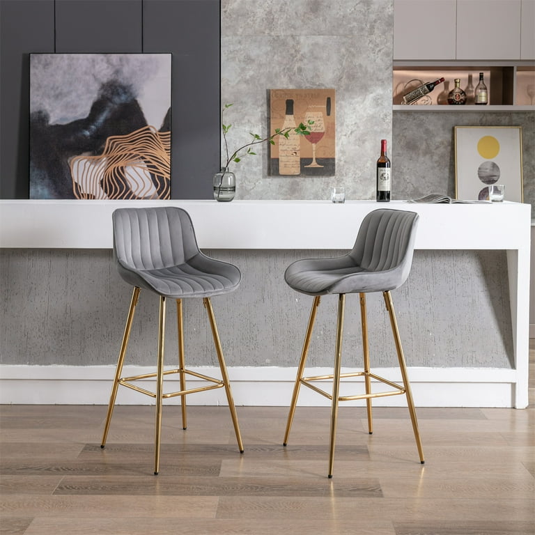 Bar Stools Set of 2, 30 Inch Hight Dining Chairs with Chrome