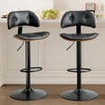thumbnail image 1 of Bar Stools Set of 2, Adjustable Bentwood Barstools, Faux Leather Upholstered Counter Height Barstools with Back for Bar, Kitchen Island, Dining Room, Black, 1 of 7