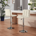 thumbnail image 1 of Bar Stools Set of 2 Adjustable PU Leather Swivel Barstools,Counter Height Barstools for Bar, Kitchen Modern Counter Stools with Back and Footrest, Beige, 1 of 7