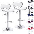 thumbnail image 1 of Bar Stools Set of 2, Scallop-Shaped Adjustable Swivel Barstools, Modern PU Leather Counter Height Stools for Island, Dining, Bistro, Pub (White), 1 of 11