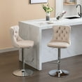 thumbnail image 1 of Bar Stools Set of 2 Armless 360 ° Swivel Barstools Adjusatble Height 22-25 in Velvet Modern Kitchen Counter Height Bar Stools with Silver Plated Base for Island Dining Room Pub, 1 of 9