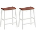 thumbnail image 1 of Bar Stools, Set of 2 Bar Chairs, 23.6 Inch Saddle Stools, Kitchen Counter Seat with Footrests, Industrial Barstools for Dining Room, Kitchen, Counter, Bar, Walnut and White HW02MD01, 1 of 19