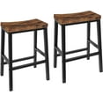 thumbnail image 1 of Bar Stools, Set of 2 Bar Chairs, 23.6 Inch Saddle Stools, Kitchen Counter Seat with Footrests, Industrial Barstools for Dining Room, Kitchen, Counter, Rustic Brown and Black BF02MD01, 1 of 10