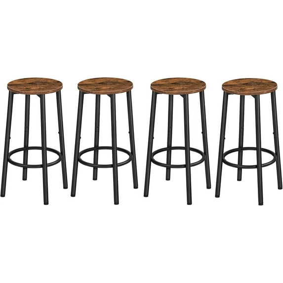 Bar Stools, Set of 2 Bar Chairs, Kitchen Round Height Stools with Footrest, Breakfast Bar Stools, Sturdy Steel Frame, for Dining Room, Kitchen, Party, Easy Assembly, Rustic Brown