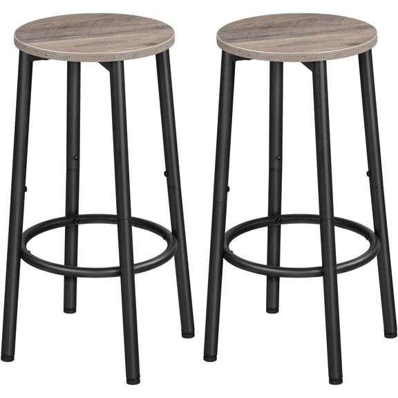 Bar Stools, Set of 2 Bar Chairs, Kitchen Round Height Stools with Footrest, Breakfast Barstools, Sturdy Steel Frame, for Dining Room, Kitchen, Party, Easy Assembly, Greige BG03BY01
