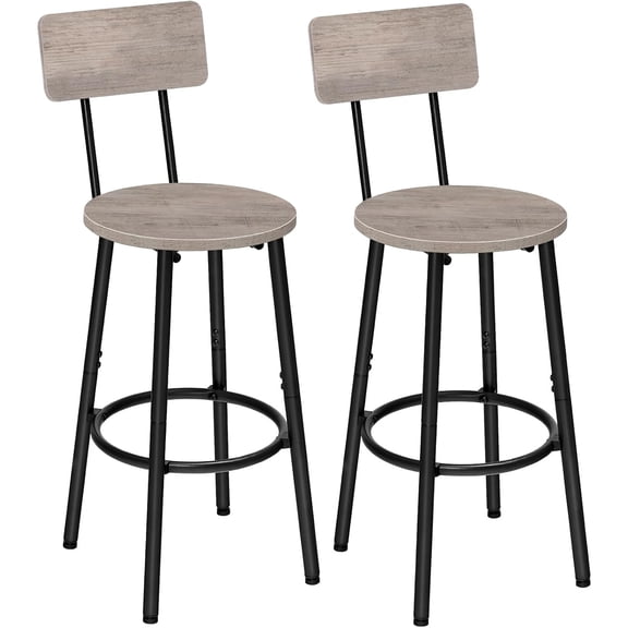 Bar Stools,Set of 2 Bar Stools with Footrest and Back,25.2" Bar Chairs for Kitchen Island, Dining Room,Counter Height Bar Stools, Easy to Assemble, Greige and Black BG32BY01G1