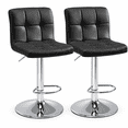 thumbnail image 1 of Bar Stools Set of 2, Counter Height Adjustable Swivel Barstools with Back, Modern PU Leather Tufted Square Bar Stools for Kitchen Island, Pub & Dining Room, 1 of 6