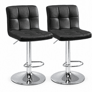 Bar Stools Set of 2, Counter Height Adjustable Swivel Barstools with Back, Modern PU Leather Tufted Square Bar Stools for Kitchen Island, Pub & Dining Room
