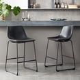 thumbnail image 1 of CONCETTA Bar Stools Set of 2, 26inch Industrial Stools with Back, Leather and Footrest for Kitchen, Black, 1 of 7