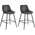 thumbnail image 1 of Bar Stools Set of 2, Counter Height Bar Stools with Back, Ergonomic Backrest, Synthetic Leather, Metal Legs, 24.4-Inch Tall Stools for Kitchen Island Home Bar, Ink Black, 1 of 9