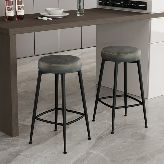 Bar Stools Set of 2, Counter Height Bar Stools, Kitchen Counter Stools, Mid-Century Modern Backless Counter Stools, 26.3-Inch Tall, Kitchen Island Home Bar