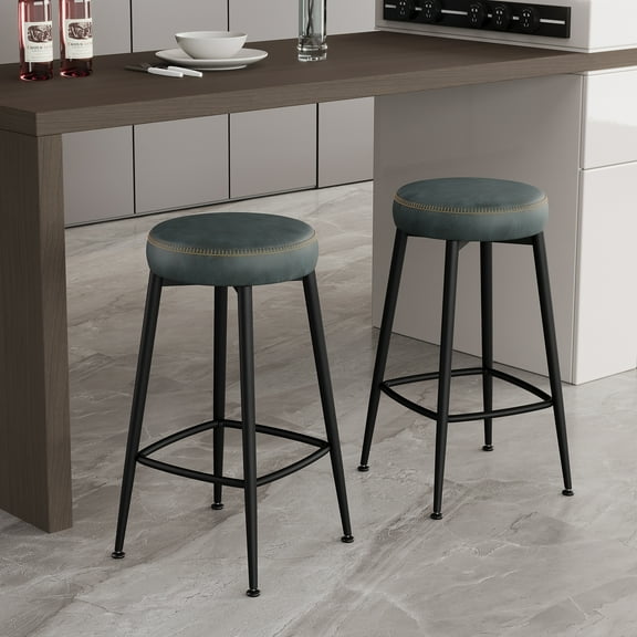Bar Stools Set of 2, Counter Height Bar Stools, Kitchen Counter Stools, Mid-Century Modern Backless Counter Stools, 26.3-Inch Tall, Kitchen Island Home Bar