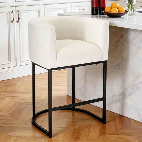 Bar Stools Set of 2 with Ergonomic Barrel Design, Counter Height ...