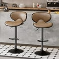 thumbnail image 1 of Bar Stools Set of 2, Faux Leather Bar Stools with Back, Chic Swivel Counter Stools with Footrest, Adjustable Kitchen Stools for Kitchen and Bars, Brown, 1 of 7