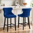 thumbnail image 1 of Bar Stools Set of 2, LegaHome 26" Counter Height Bar Stools with Back Sets of 2, Velvet Upholstered Blue Bar Stool with Button Tufted & Nailhead Trim, Counter Stool for 35-39" Kitchen Island, 1 of 10