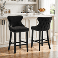 thumbnail image 1 of Bar Stools Set of 2, LegaHome 26" Counter Height Bar Stools with Back Sets of 2, Velvet Upholstered Bar Stool with Button Tufted & Nailhead Trim, Counter Stool for 35-39" Kitchen Island, Black, 1 of 8