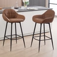 thumbnail image 1 of Bar Stools Set of 2, Modern Counter Height Barstools with Metal Legs, 29" Upholstered PU Leather Kitchen Counter Stools, Height Bar Chairs for Kitchen Island, Brown, 1 of 7