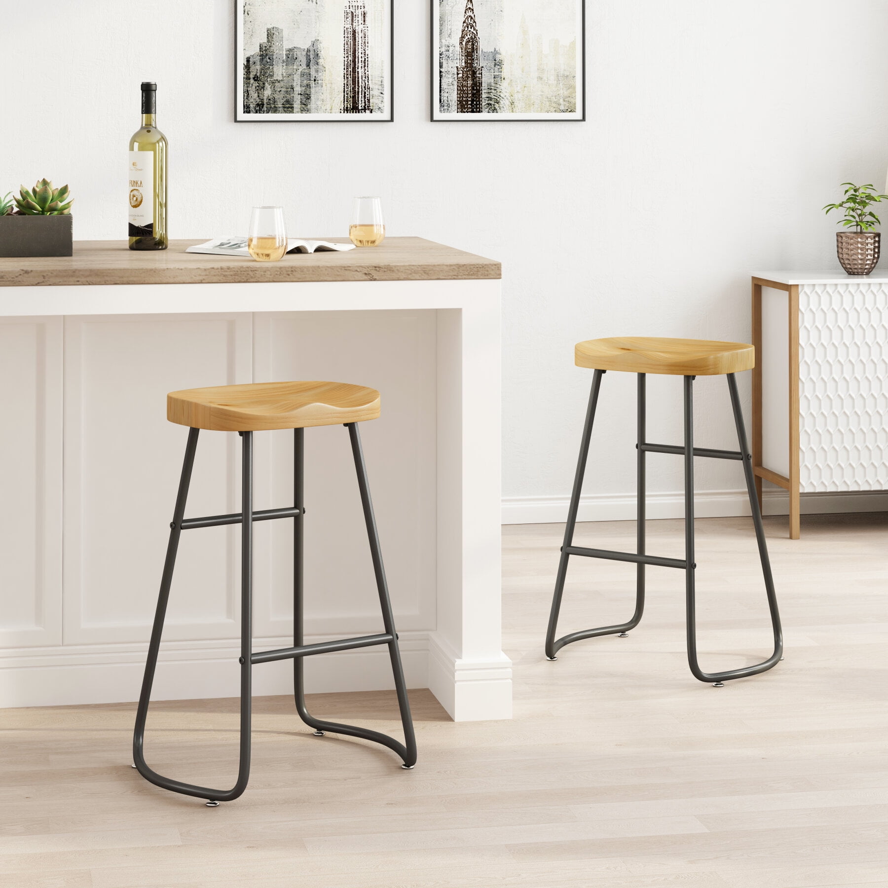 Bar Chair Modern Minimalist High Stool Bar High Stool Home Backrest Bar High Chair Bar Stool Bar Chair Beige Sitting Height 55/65/75cm Modern Bar Stools Dining Chairs with Foot Rest for Kitchen - On