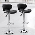 thumbnail image 1 of Adjustable Swivel Bar Stools Set of 2 , Modern PU Leather Upholstered Bar Chairs with Chrome Base for Kitchen Island, Dining Room, Pub, Counter (Black,Silver Base), 1 of 9